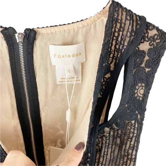 NWT Foxiedox Asha Black Nude Lace Cocktail Dress Large - Picture 5 of 14